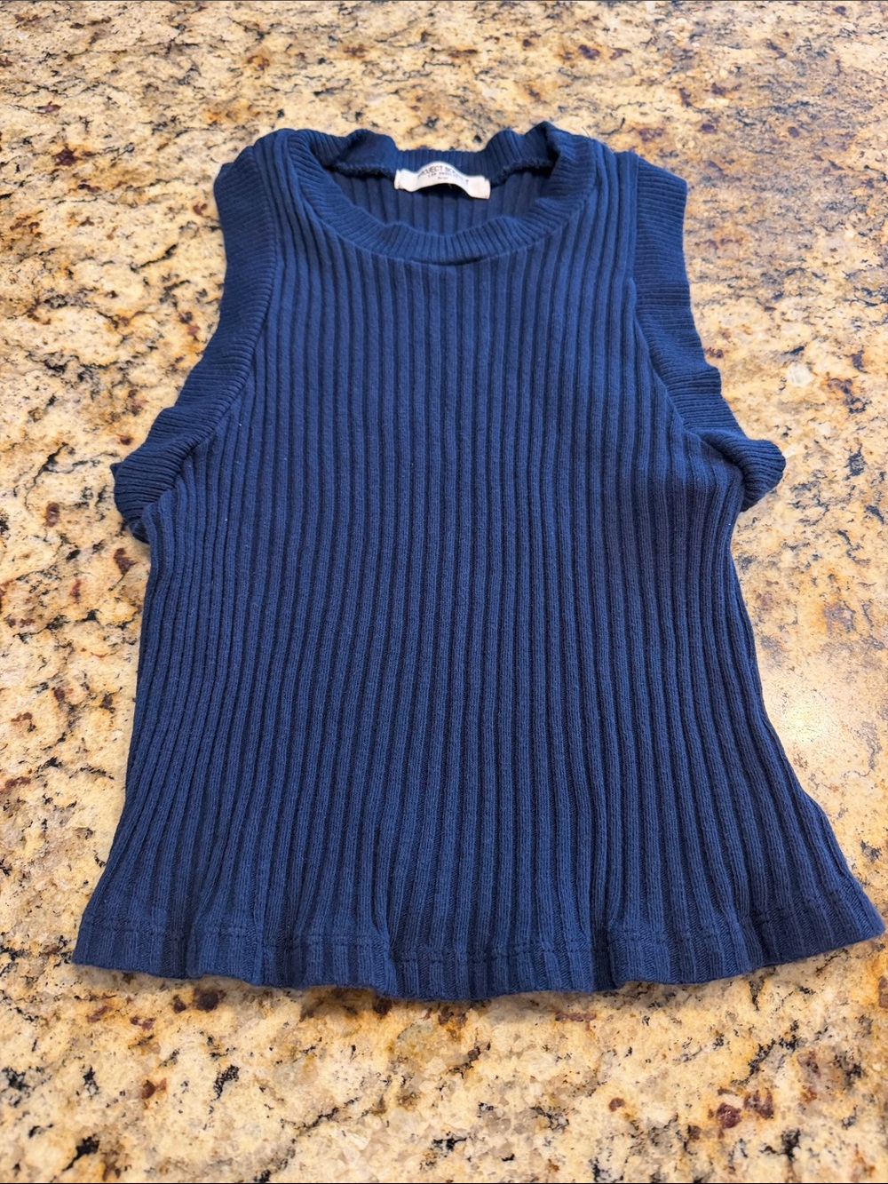 Project Social T Navy Ribbed Sleeveless Tank Top